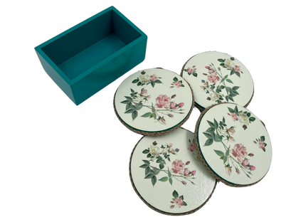 The Weaver's Nest Wooden Round Coasters with Stand