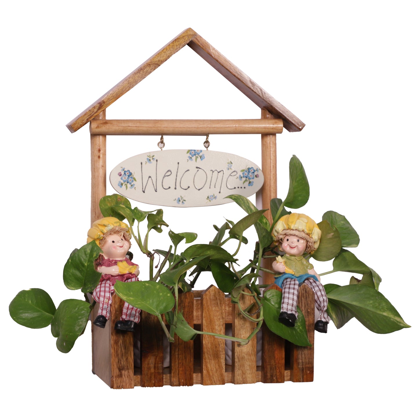 The Weaver's Nest Wooden Welcome Fence Planter