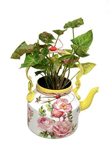 The Weaver's Nest Beautifully Hand Crafted Kettle Planter Yellow