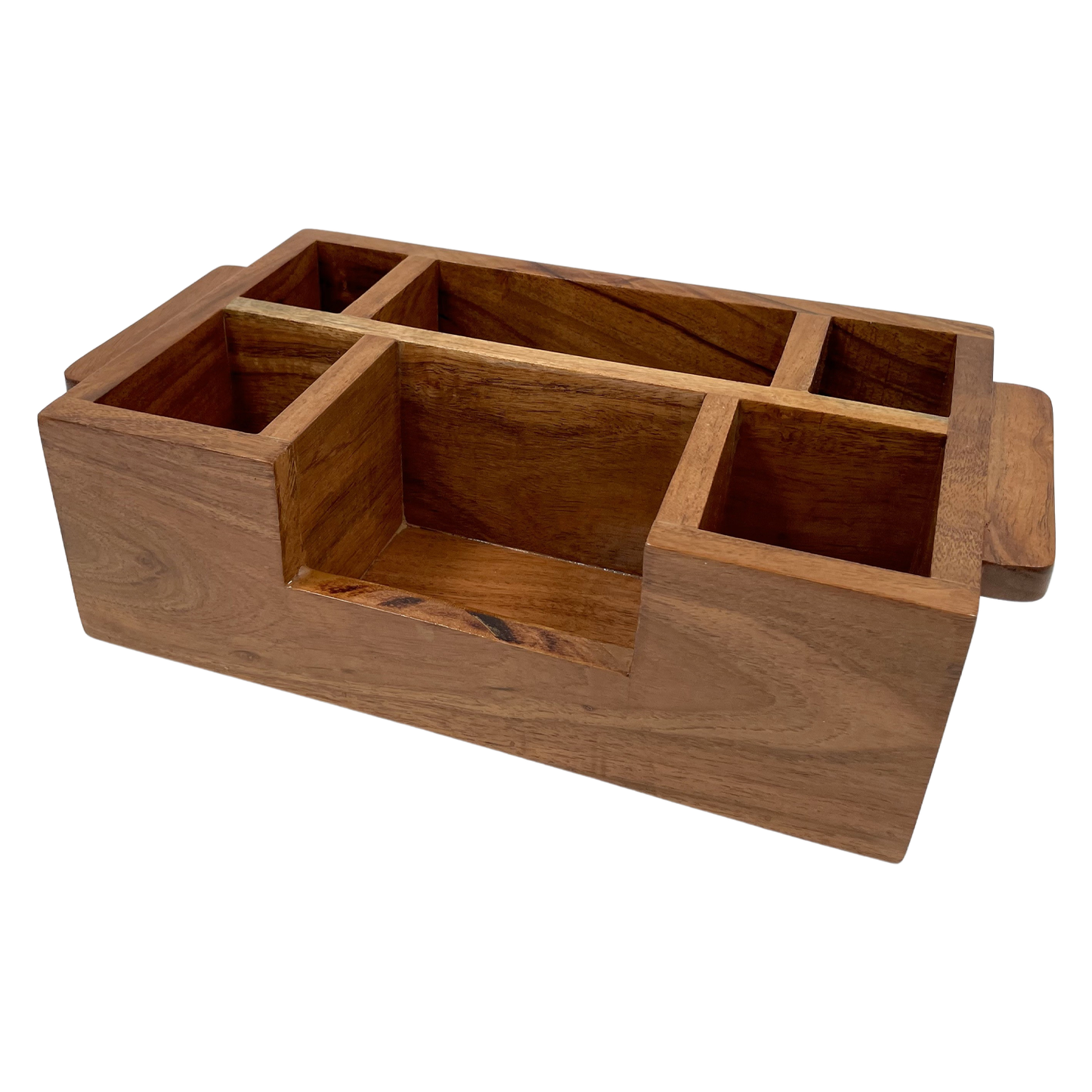 The Weaver's Nest Wooden Cutlery Holder with Salt & Pepper for Kitchen Dining