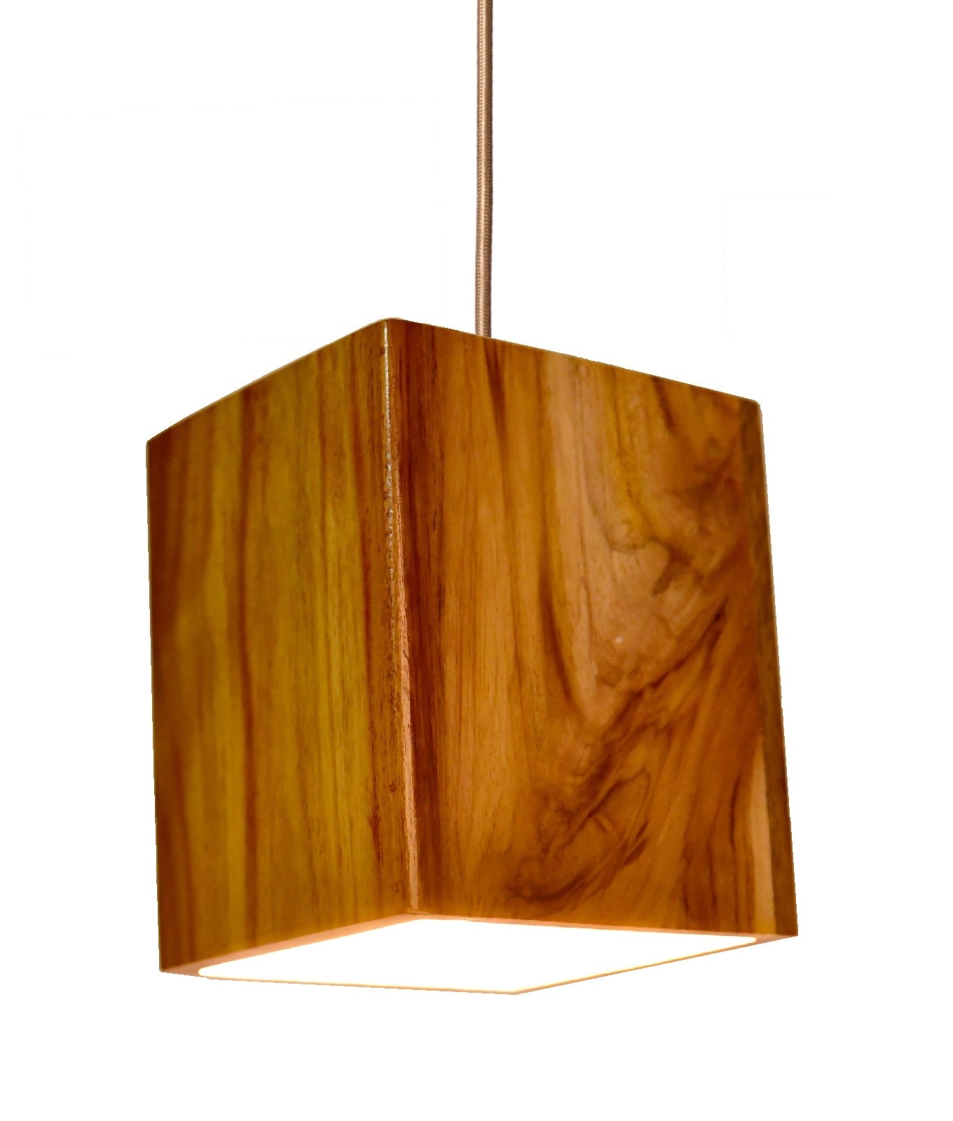 The Weaver's Nest Rustic Teak Wood Hanging Light Square Shaped Pendant Light for Home , Living Room, Kitchen Countertop, Restaurants, Study Room