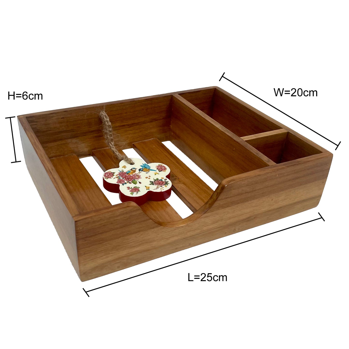 The Weaver's Nest - Teak Wood Napkin Holder - Flower