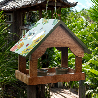 The Weaver's Nest Wooden Birdfeeder With Sunflowers