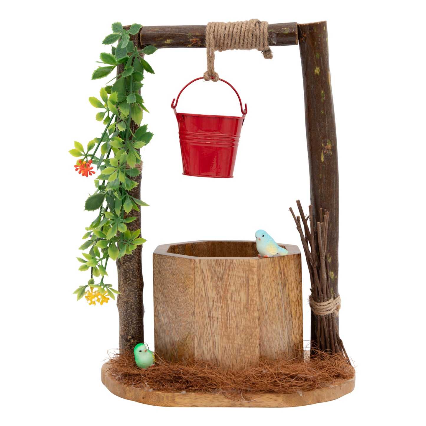 The Weaver's Nest Wishing Well Planter with Floral Vine