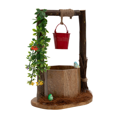 The Weaver's Nest Wishing Well Planter with Floral Vine