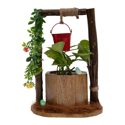 The Weaver's Nest Wishing Well Planter with Floral Vine