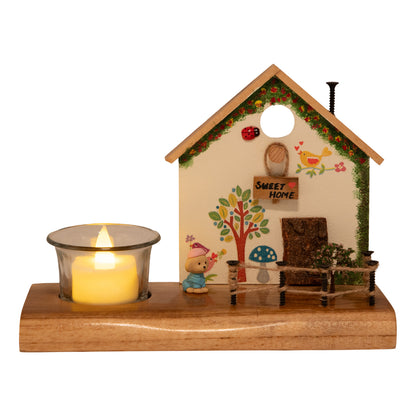 The Weaver's Nest Vintage Wooden White Cottage House Tea Light / Candle Decor