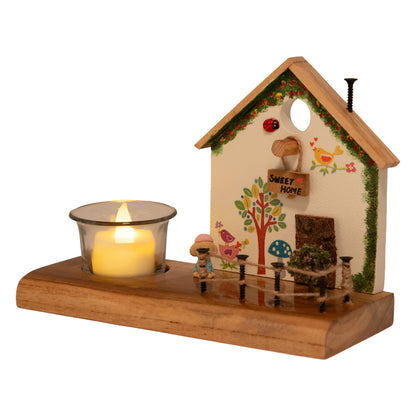 The Weaver's Nest Vintage Wooden White Cottage House Tea Light / Candle Decor