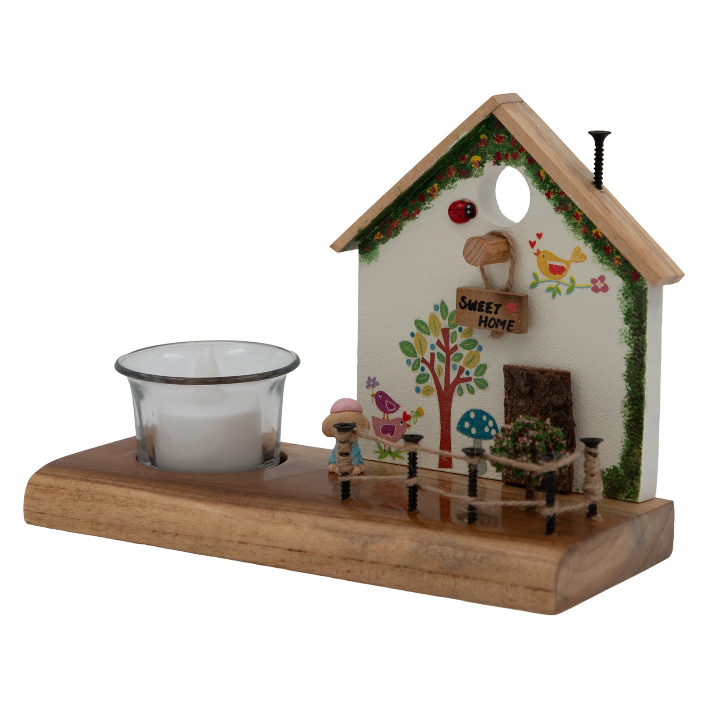 The Weaver's Nest Vintage Wooden White Cottage House Tea Light / Candle Decor
