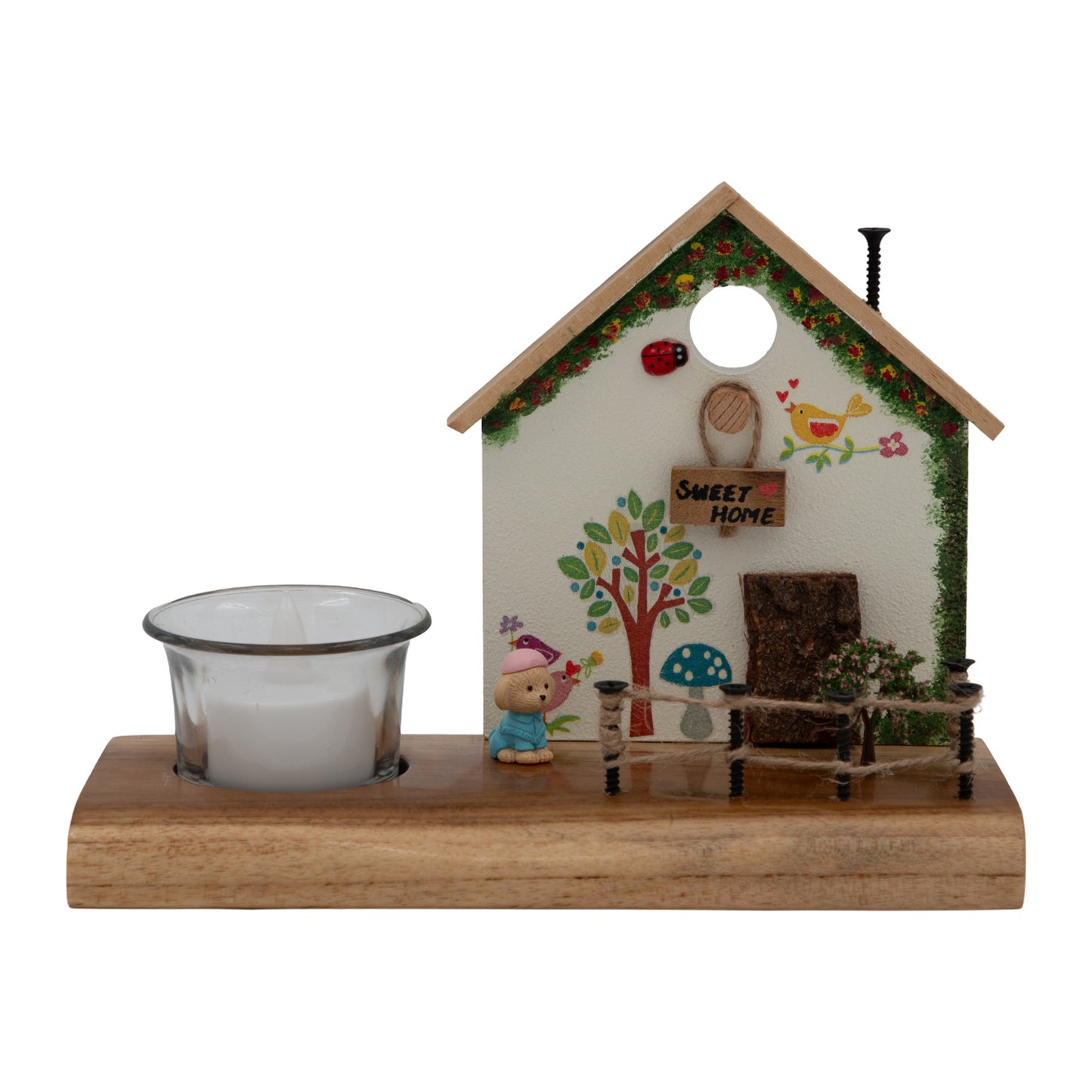 The Weaver's Nest Vintage Wooden White Cottage House Tea Light / Candle Decor