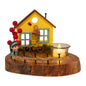 The Weaver's Nest Vintage Wooden Yellow House Tea Light / Candle Holder Décor