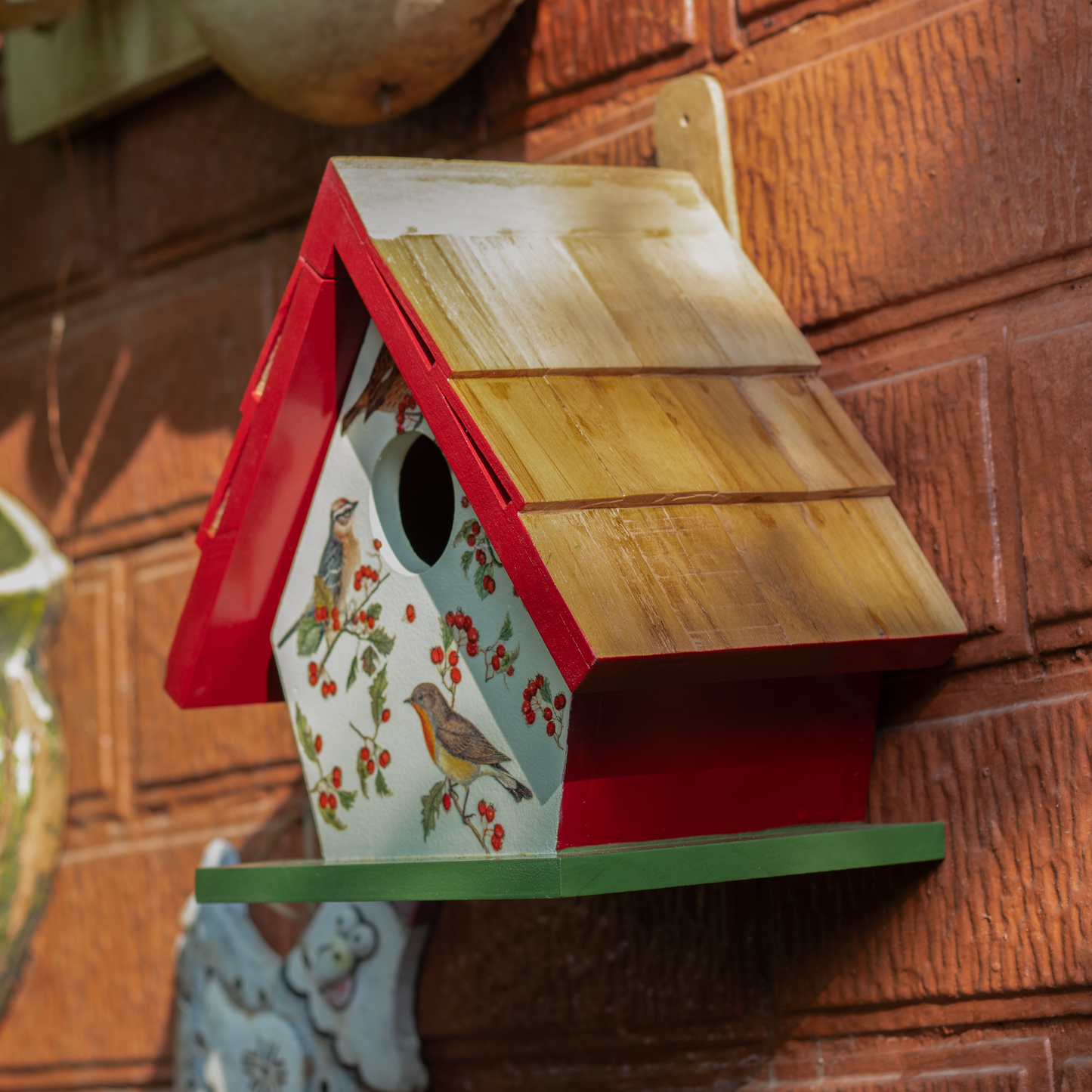The Weaver's Nest Teak Wood Roof Bird House