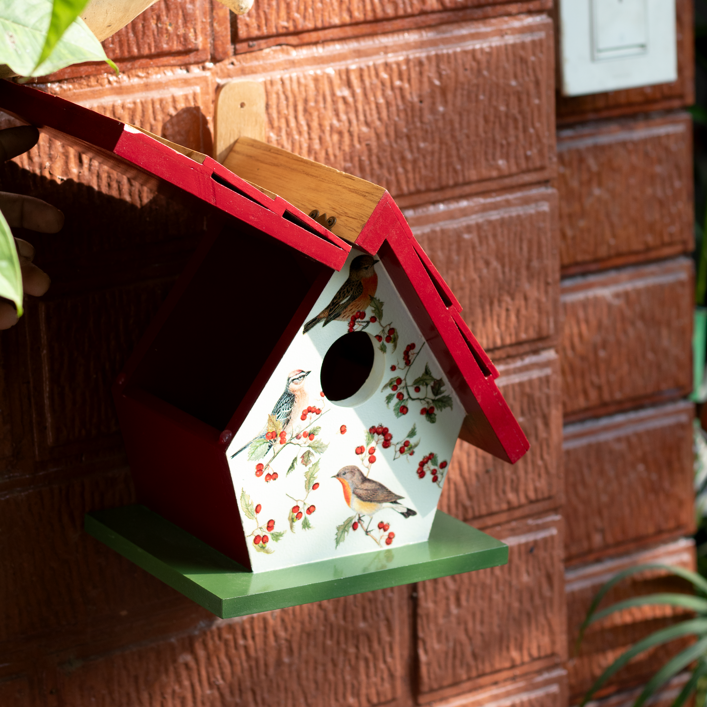 The Weaver's Nest Teak Wood Roof Bird House