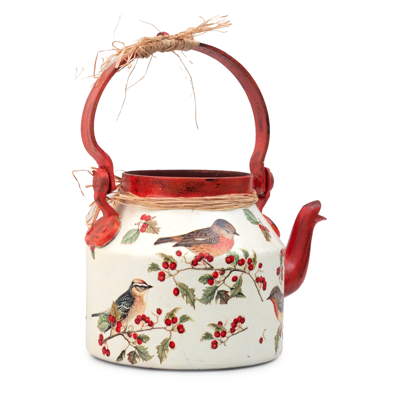 The Weaver's Nest Beautifully Hand Crafted Kettle Planter Berries