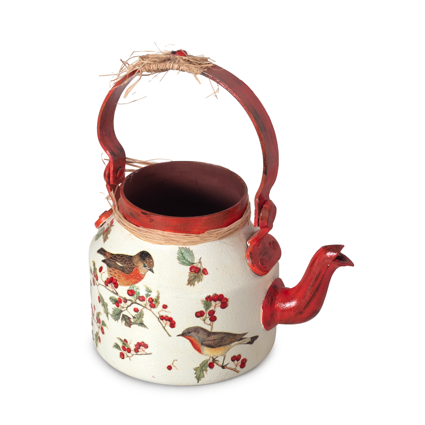 The Weaver's Nest Beautifully Hand Crafted Kettle Planter Berries