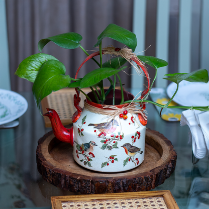The Weaver's Nest Beautifully Hand Crafted Kettle Planter Berries