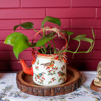 The Weaver's Nest Beautifully Hand Crafted Kettle Planter Berries