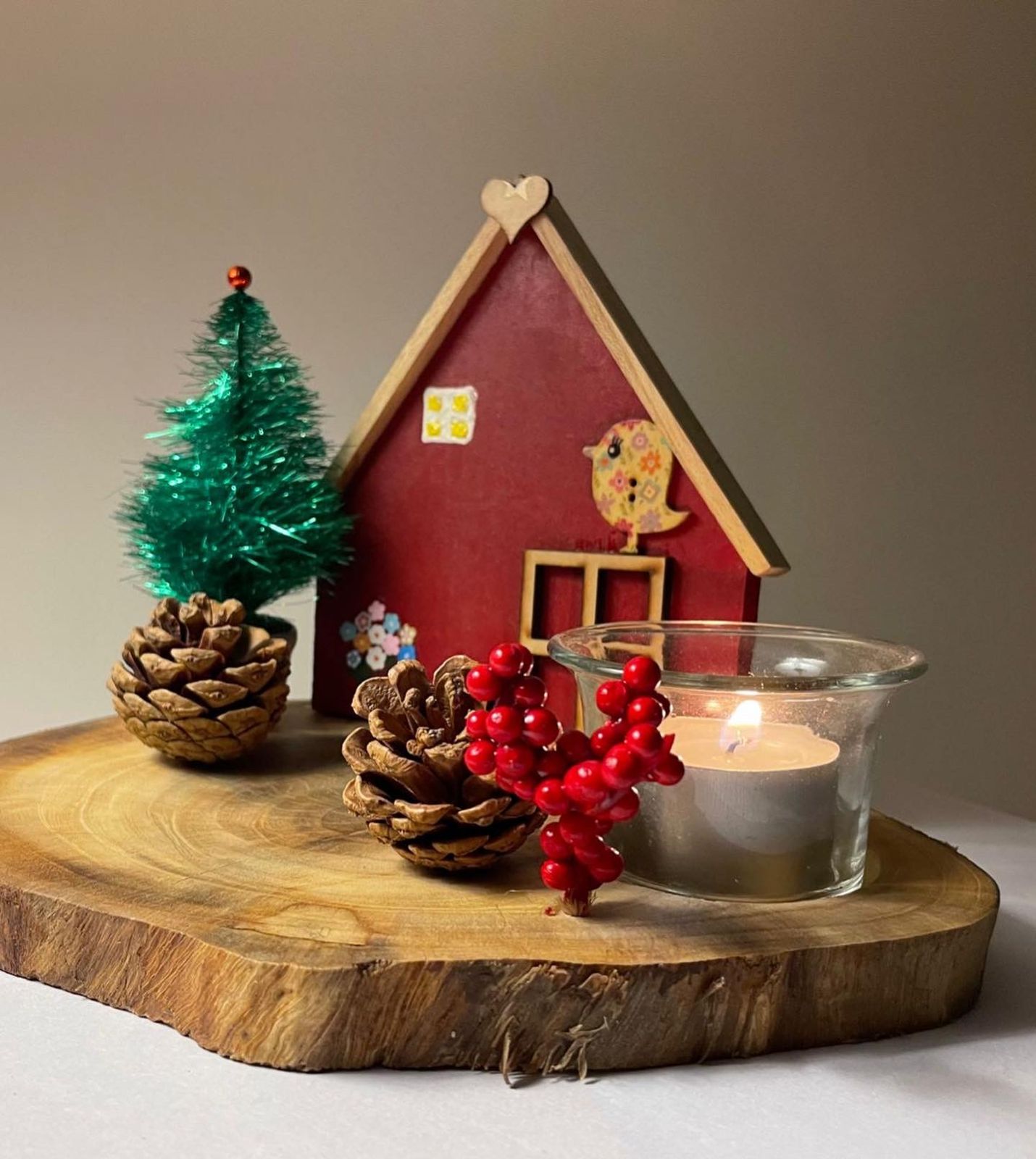 Vintage Wooden T Light Decor