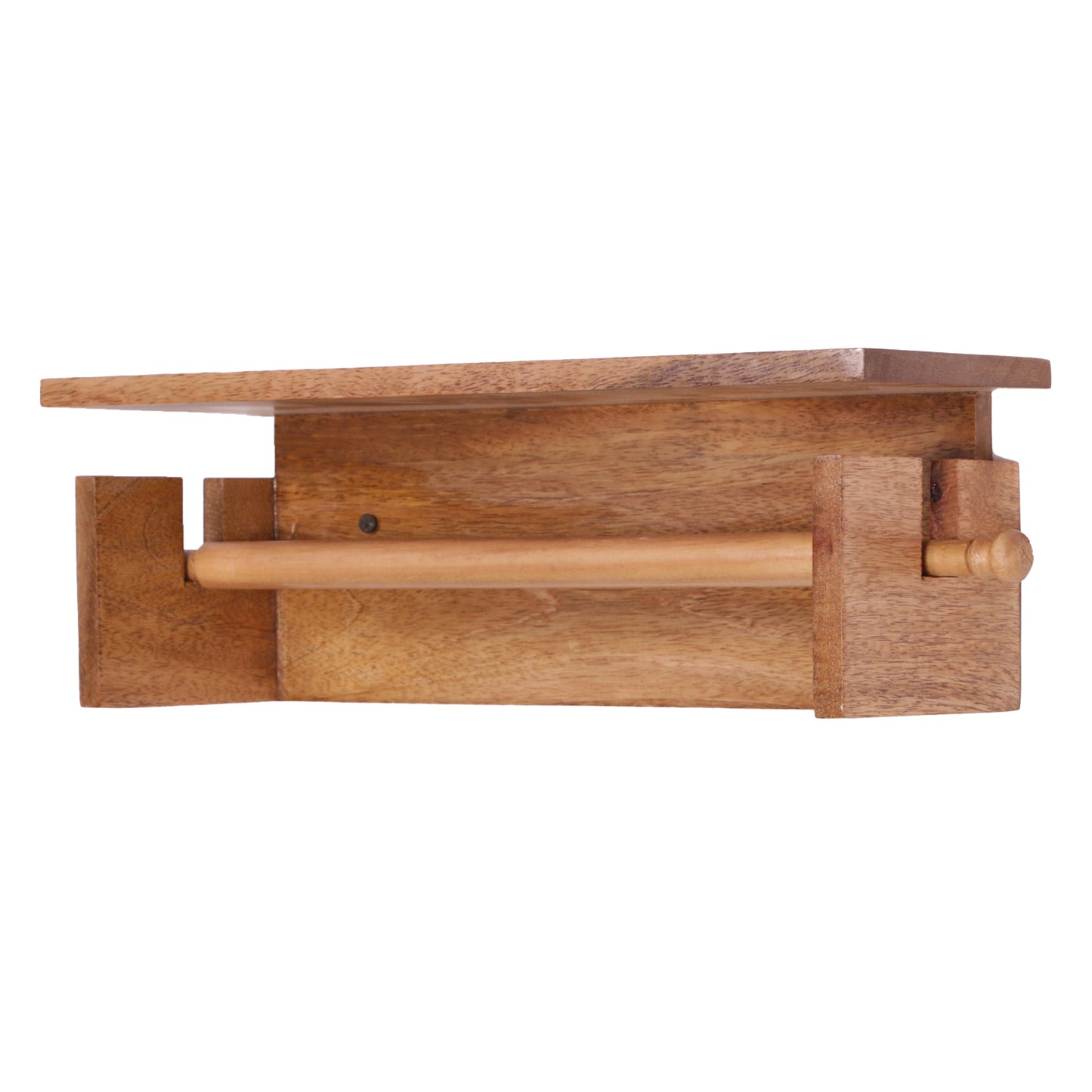 The Weaver's Nest Wooden Towel Holder/Rack with Shelf for Kitchen, Restaurants, Hotels and Bathroom