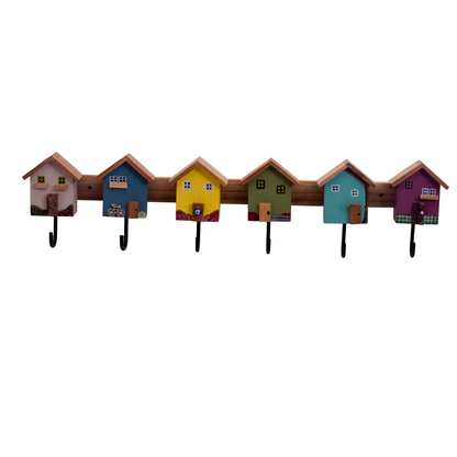 Colorful Huts Wooden Key Holder, Cup Hanger, Medal Organiser