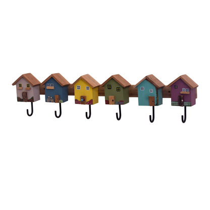 Colorful Huts Wooden Key Holder, Cup Hanger, Medal Organiser
