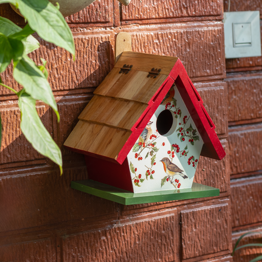 The Weaver's Nest Teak Wood Roof Bird House