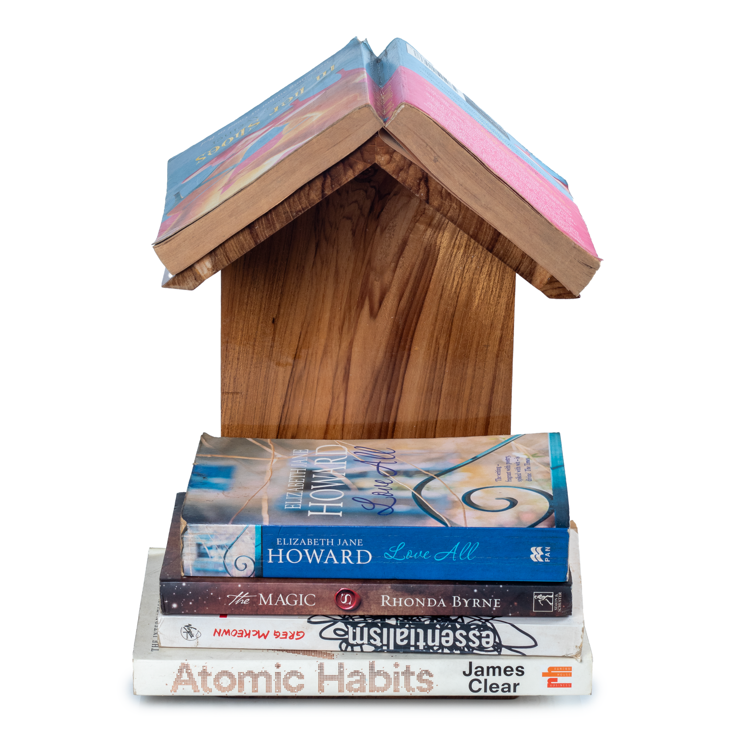 Wooden Book Holder with storage, Triangle Bookstand, Triangle Book Holder, Nightstand Bookmark, Rustic Bookstand, Gift for Book Lover, Tabletop Bookstand
