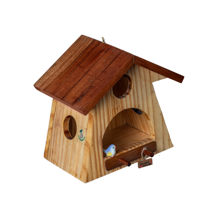 The Weaver's Nest House Shaped Wooden Bird Feeder