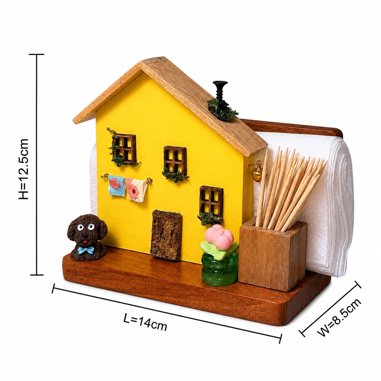 Toothpick and Napkin Holder Yellow House