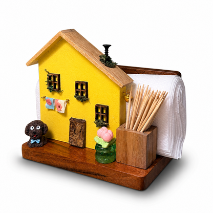 Toothpick and Napkin Holder Yellow House