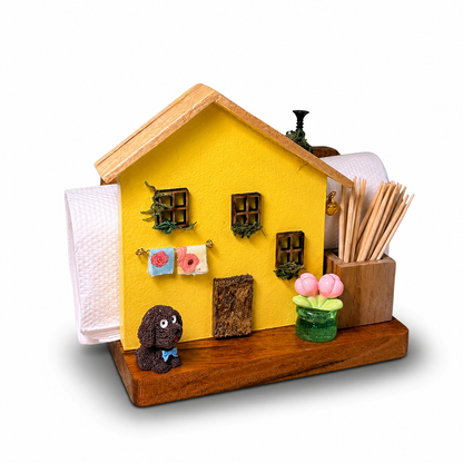 Toothpick and Napkin Holder Yellow House