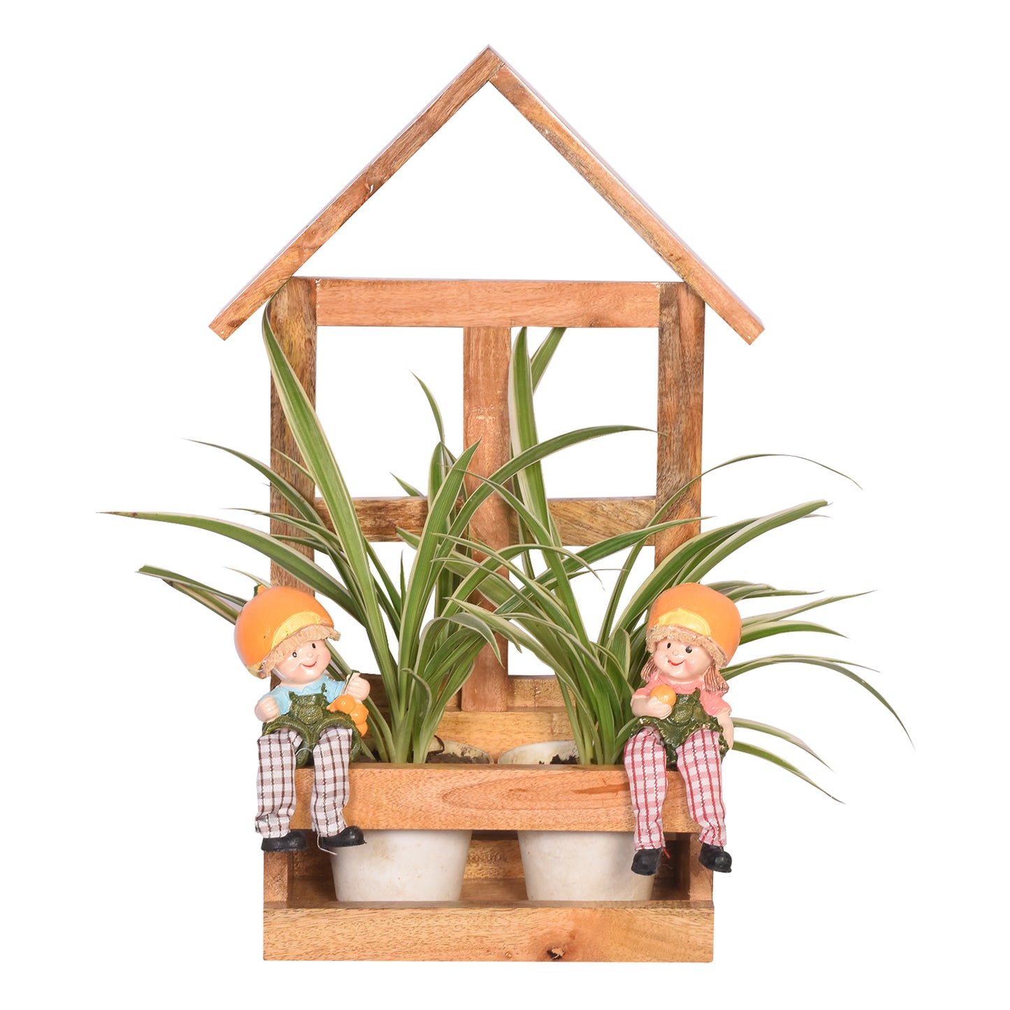 The Weaver's Nest Wooden Old Couple Planter for Home and Garden