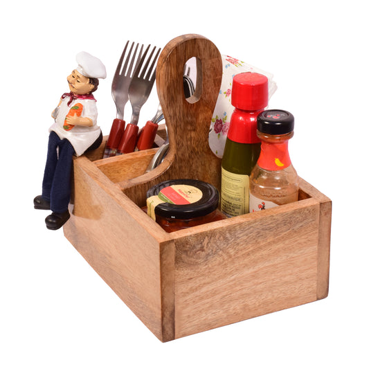 The Weaver's Nest Spoon Stand Cutlery Holder and Table Organizer with Chef for Dining Table and Kitchen