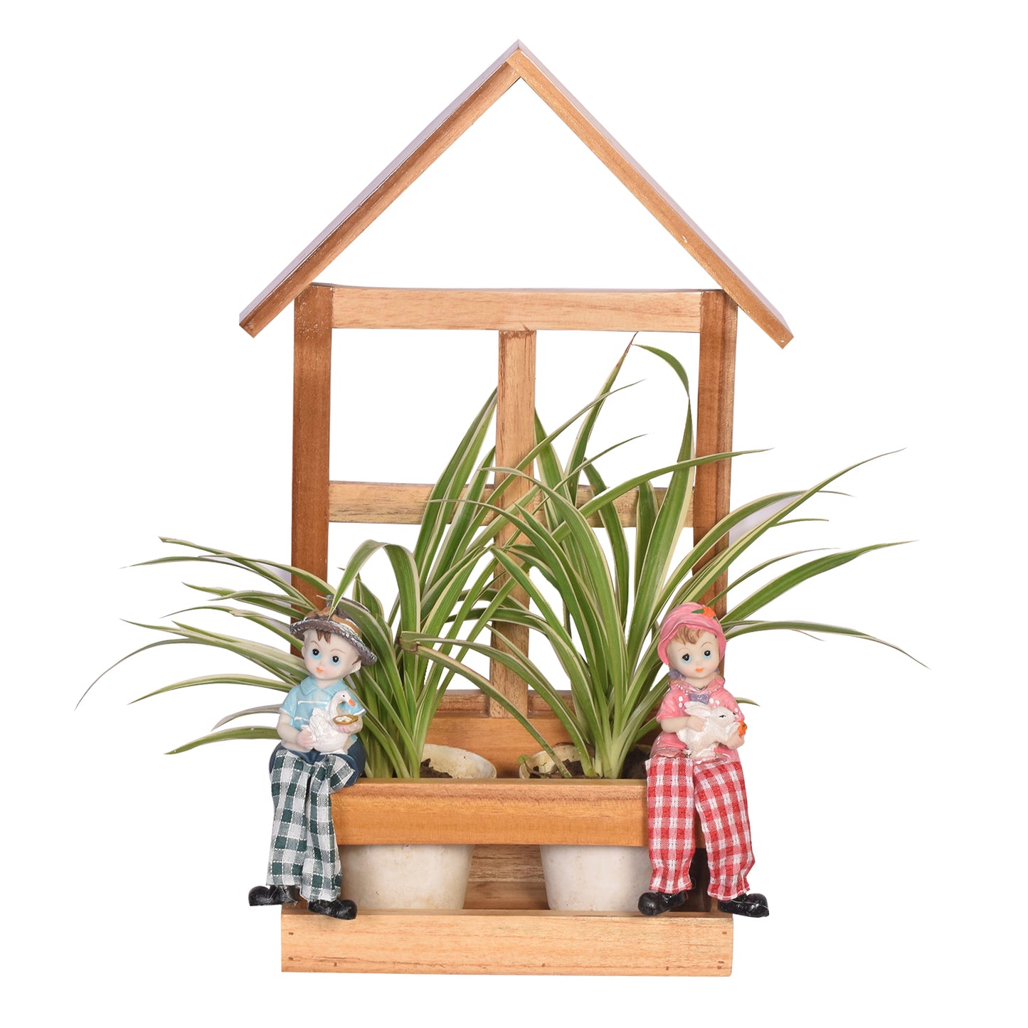 The Weaver's Nest Wooden Old Couple Planter for Home and Garden