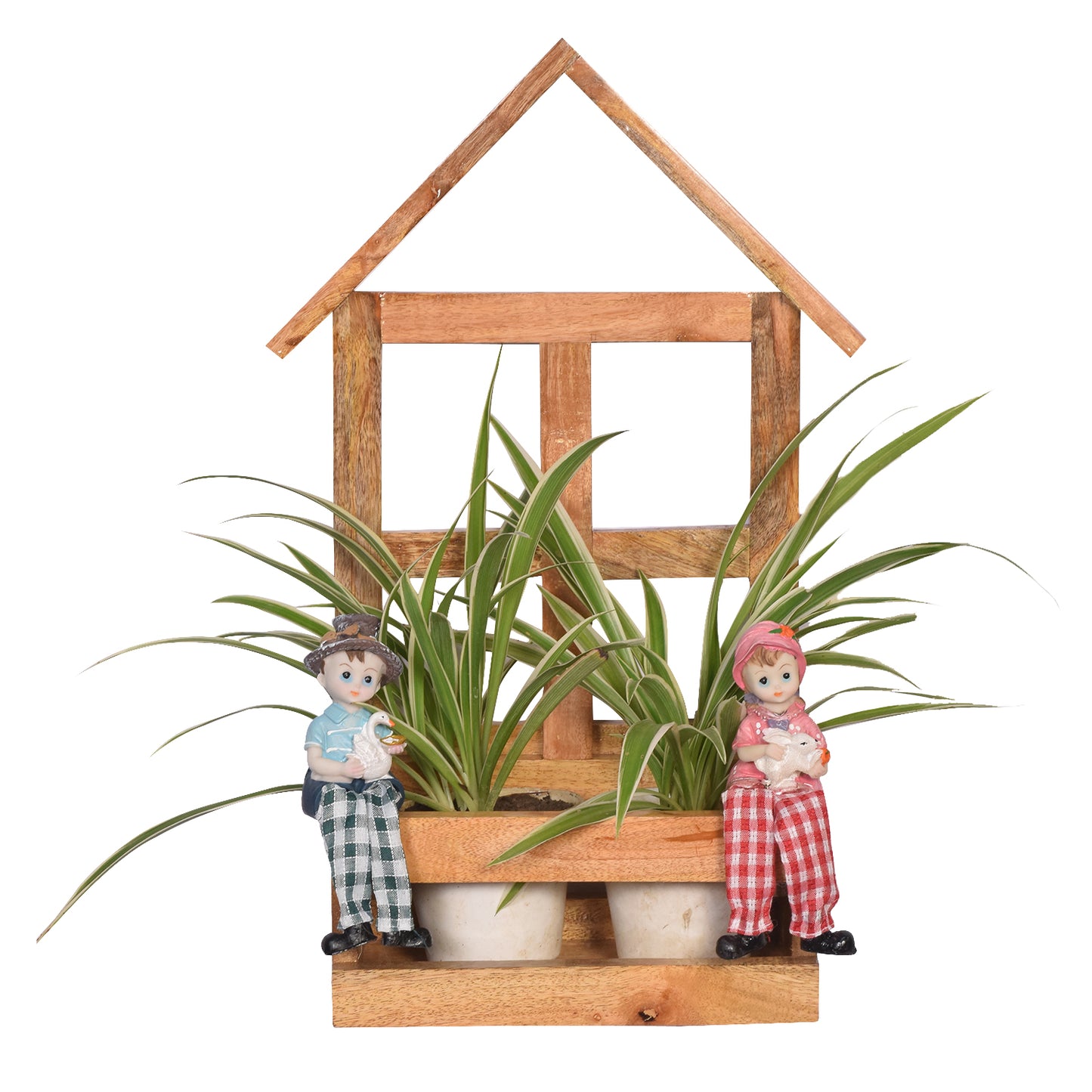 The Weaver's Nest Wooden Old Couple Planter for Home and Garden