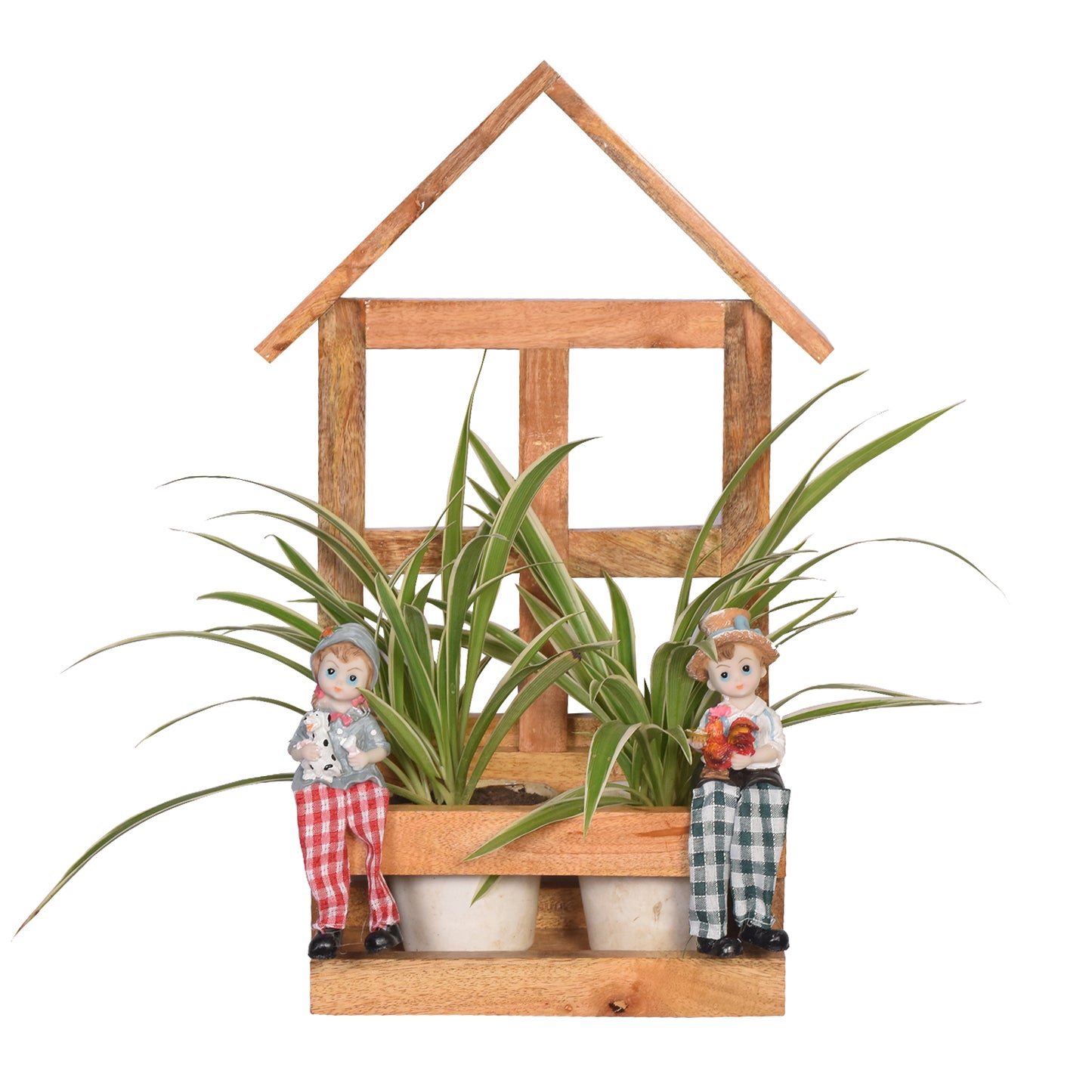 The Weaver's Nest Wooden Old Couple Planter for Home and Garden