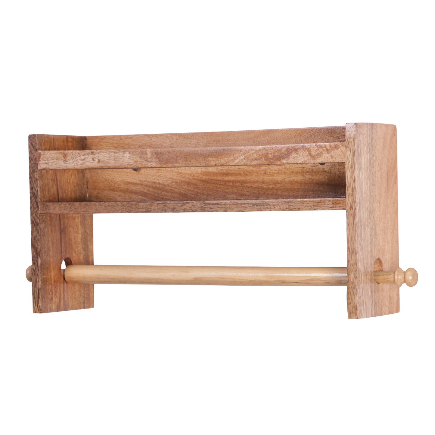 The Weaver's Nest Wooden Towel Holder/Rack with Shelf for Kitchen, Restaurants, Hotels and Washroom