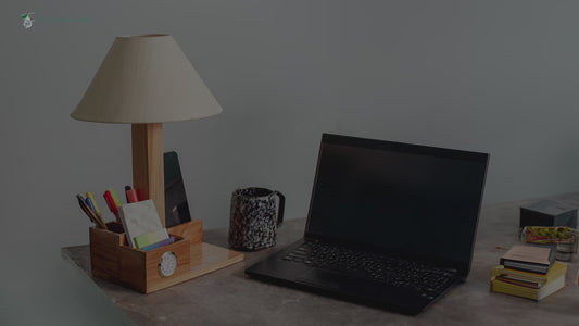 The Weaver's Nest Teak Wood Table Lamp with Clock and Storage for Home, Living Room, Bedroom, Study Room, Bedside Tables