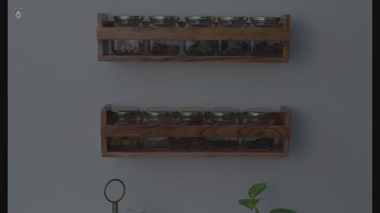 The Weaver's Nest : Wooden Shelves for Kitchen Storage with glass bottles : Set of two