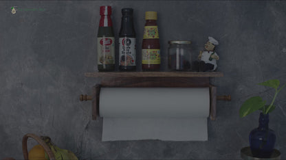 The Weaver's Nest Wooden Towel Holder/Rack with Shelf for Kitchen, Restaurants, Hotels and Bathroom