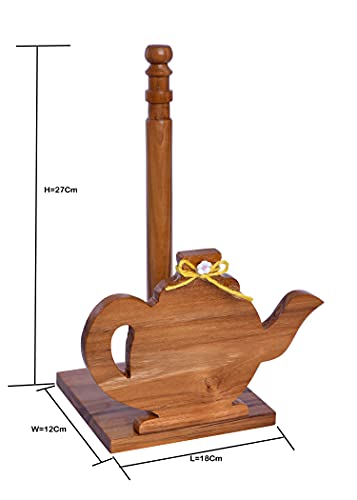 The Weaver's Nest Wooden Kettle Kitchen Towel Holder/Tissue Paper Stand for Kitchen, Restaurants, Hotels (L 18 x W 12 x H 27 cm)