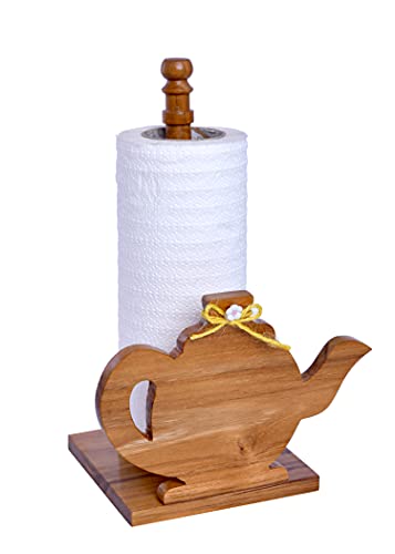 The Weaver's Nest Wooden Kettle Kitchen Towel Holder/Tissue Paper Stand for Kitchen, Restaurants, Hotels (L 18 x W 12 x H 27 cm)
