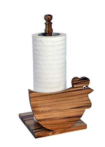 The Weaver's Nest Wooden Hen Kitchen Towel Holder/Tissue Paper Stand for Kitchen, Restaurants, Hotels (L 15 x W 13 x H 27 cm)