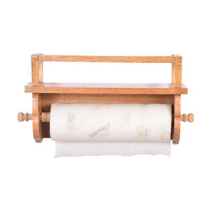 The Weaver's Nest Wooden Towel Holder/Rack with Shelf for Kitchen, Restaurants, Hotels and Washrooms