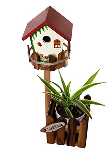 The Weaver's Nest Wooden Hand Painted Birdhouse Planter