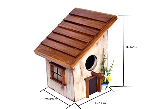 The Weaver's Nest Hand Crafted Solid Wood Bird House with Teak Roof