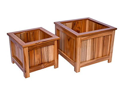 The Weaver's Nest Wooden Planter Box for Garden, Balcony, Home, Living Room- SET OF TWO