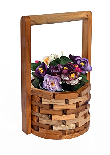 The Weaver's Nest Flowers in Wishing Well Wooden Planter - Plant Stand, Flower Pot Holder