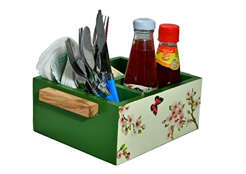 The Weaver's Nest Cutlery Holder and Table Organizer with Storage for Kitchen and Dining Table