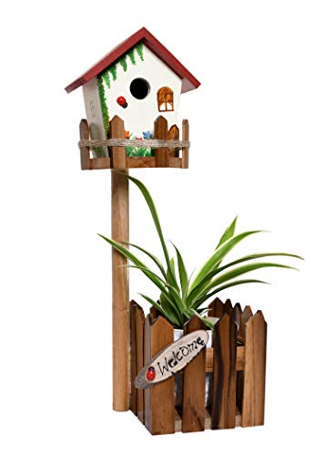 The Weaver's Nest Wooden Hand Painted Birdhouse Planter